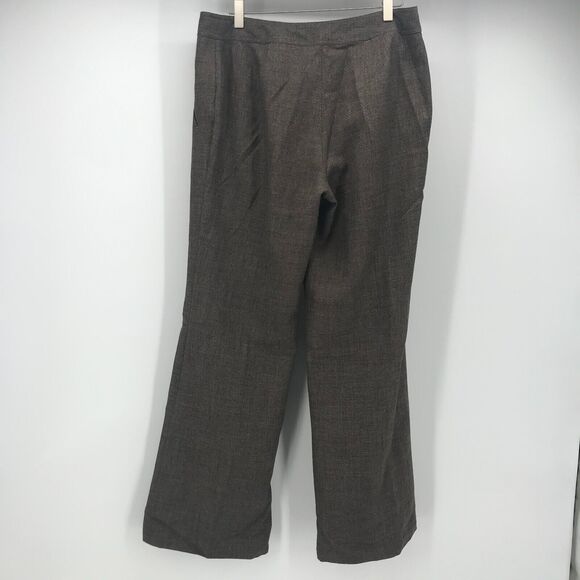 J. Jill Pant Womens 10 Brown Herringbone Tweed Look Mid Rise Flare Leg Pockets - Picture 3 of 11